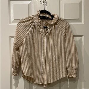 Veronica Beard Beige Striped Button Down Shirt